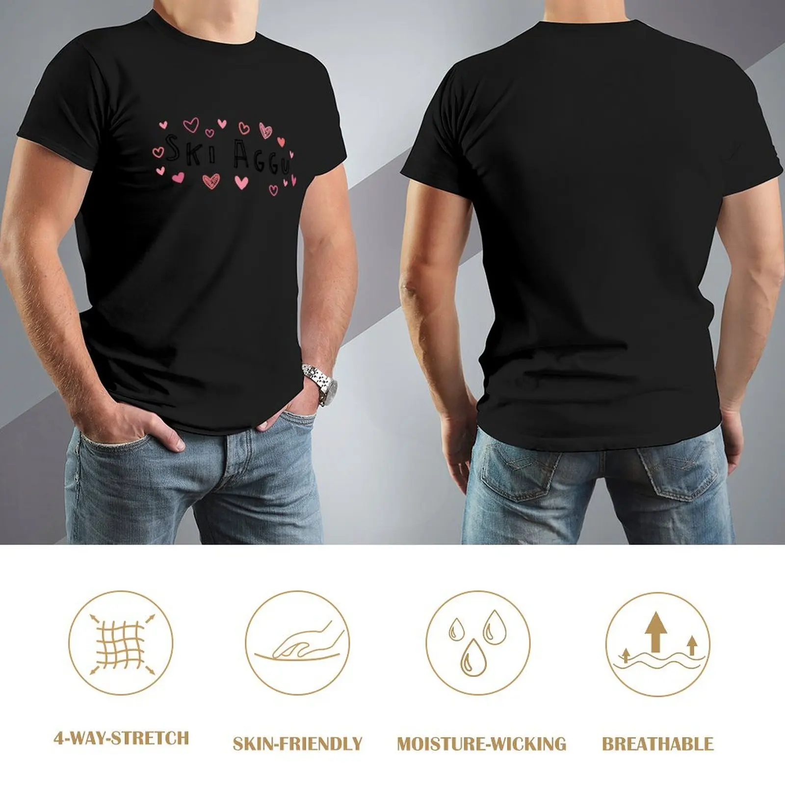 Фото лыжная футболка aggu hearts on Sweet, футболка на заказ, винтажная одежда, бутик одежды на день Святого Валентина, забавные подарки, простые футболки для мужчин №4