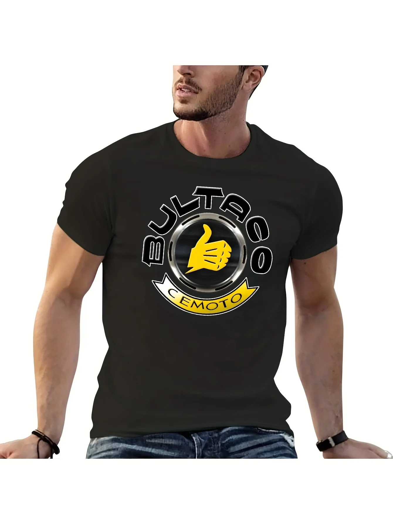 Футболка с рисунком Bultaco Cemoto Motorcycles для мужчин и женщин — уличная классическая футболка с круглым вырезом и короткими рукавами с большими пальцами
