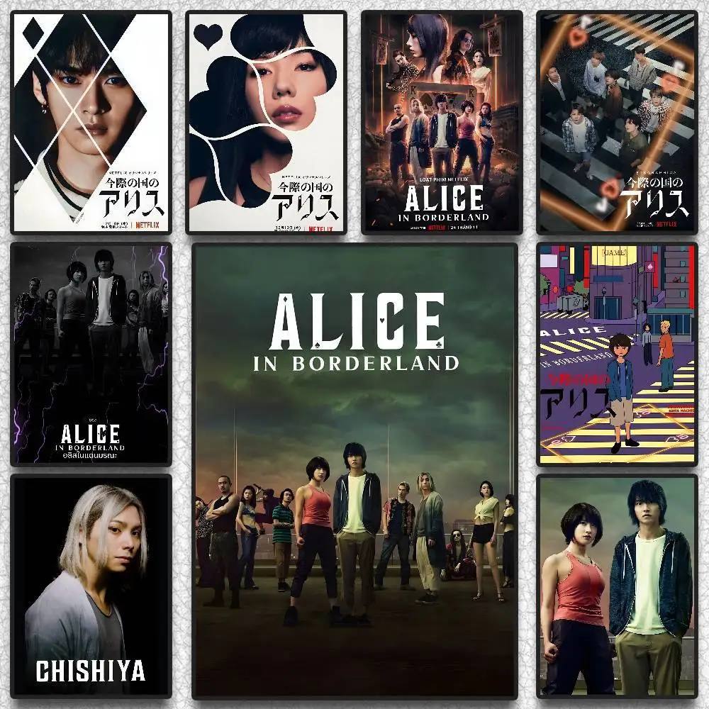 Плакат A-Alice In B-Borderland HD Art, липкая стена, водонепроницаемый, для дома, гостиной, спальни, бара, эстетическое украшение Украшения для дома