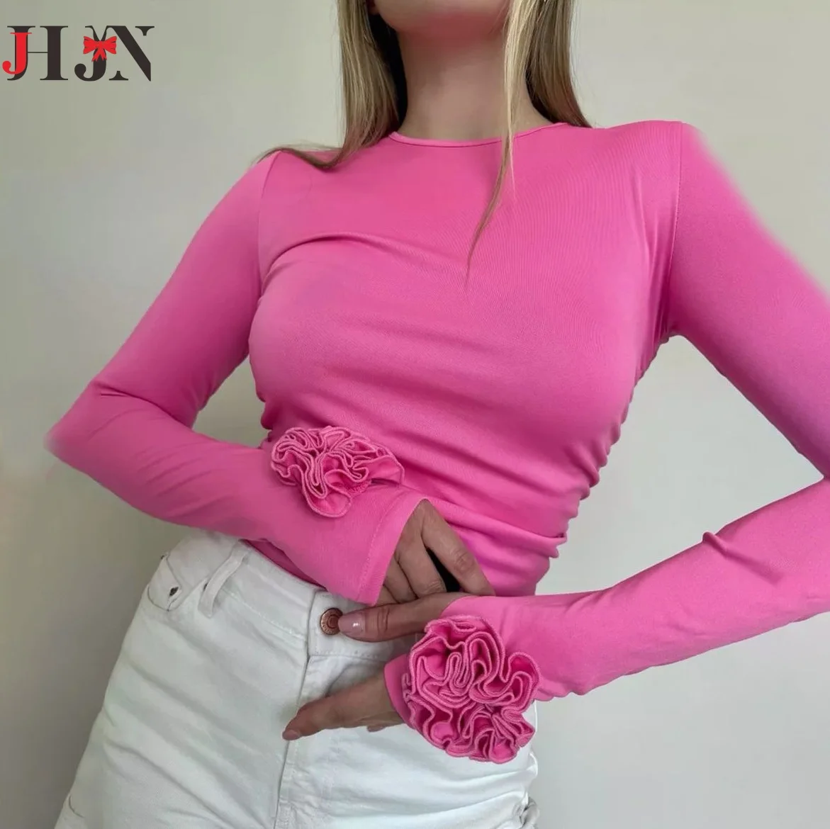 JHJN женская футболка с вязаным верхом, белая рубашка с ремешком, Poleras Mujer De Moda, 2024, летняя Polera Blanca, популярная повседневная женская одежда в корейском стиле