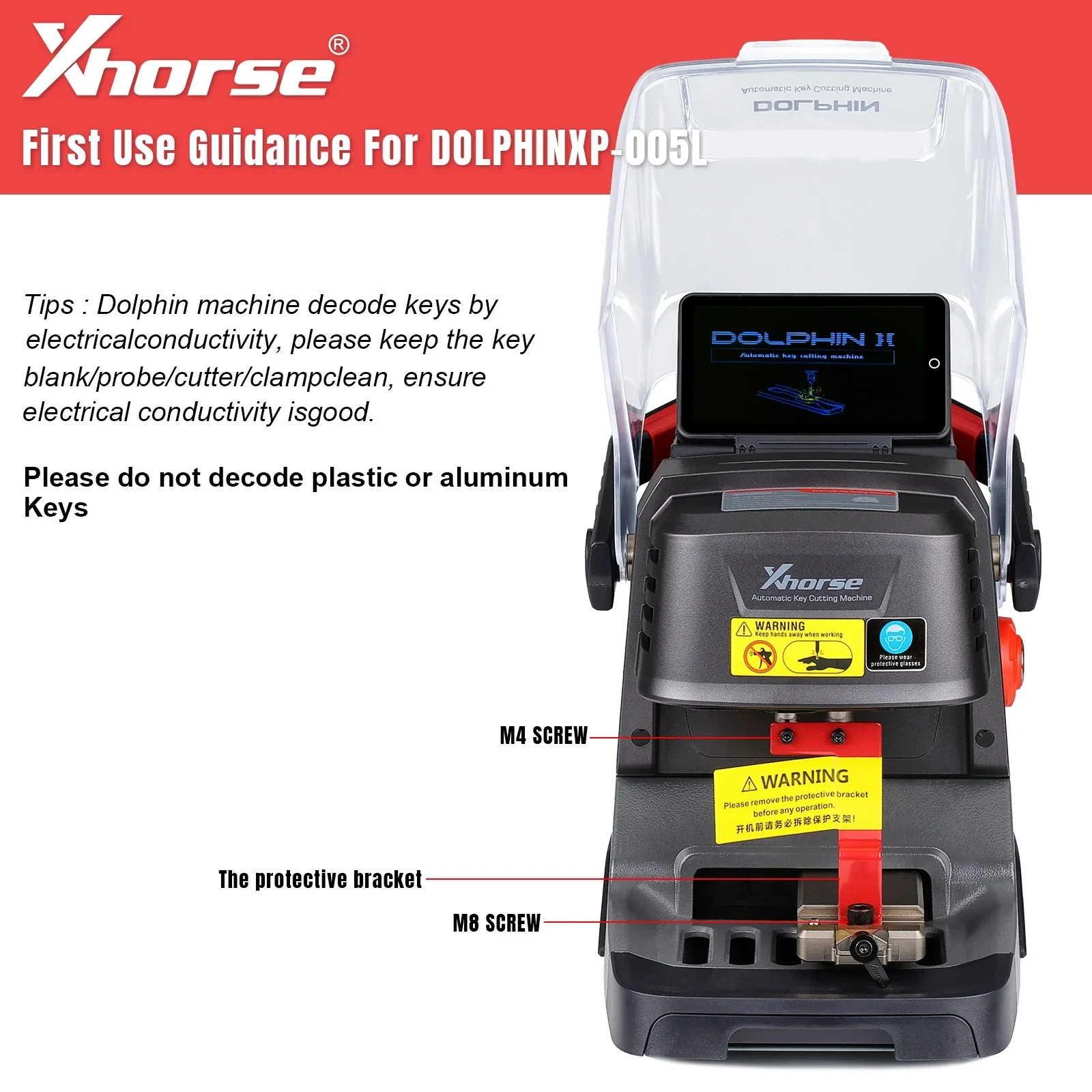 Фото Xhorse Dolphin II XP-005L Автоматический портативный станок для резки ключей с регулируемым экраном и встроенным аккумулятором №3