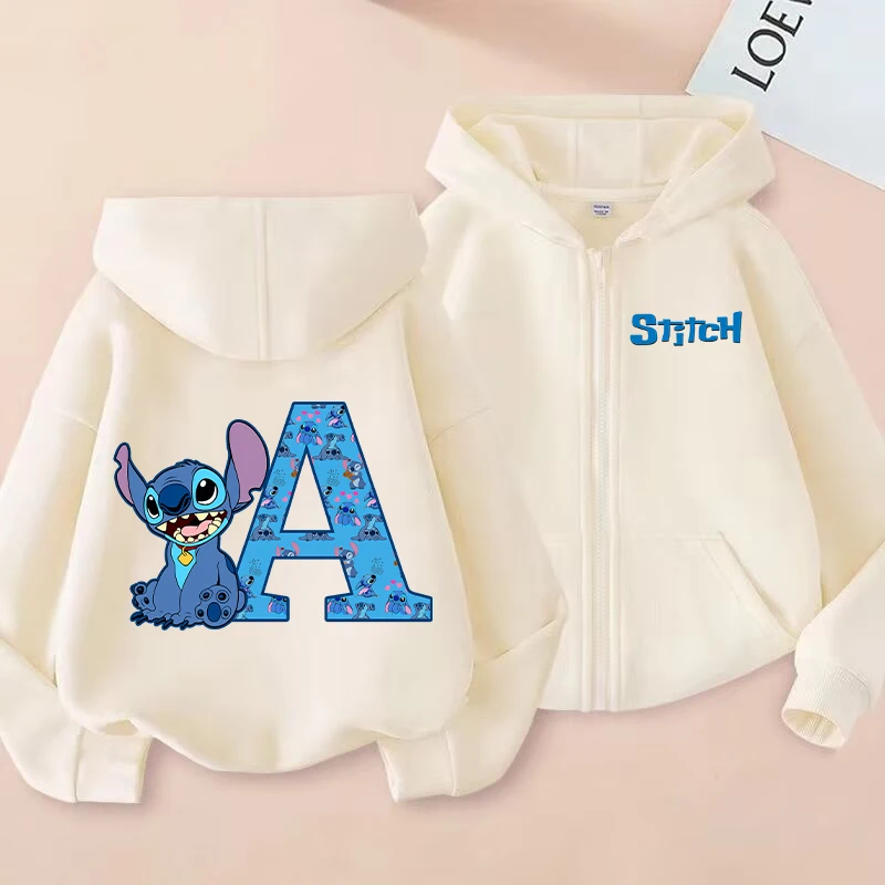 Толстовки на молнии со стежком, детская куртка Disneys Kawaii с надписью A-Z для мальчиков и девочек, весенне-осенний кардиган с длинными рукавами, детская одежда, подарок Товары АСГ