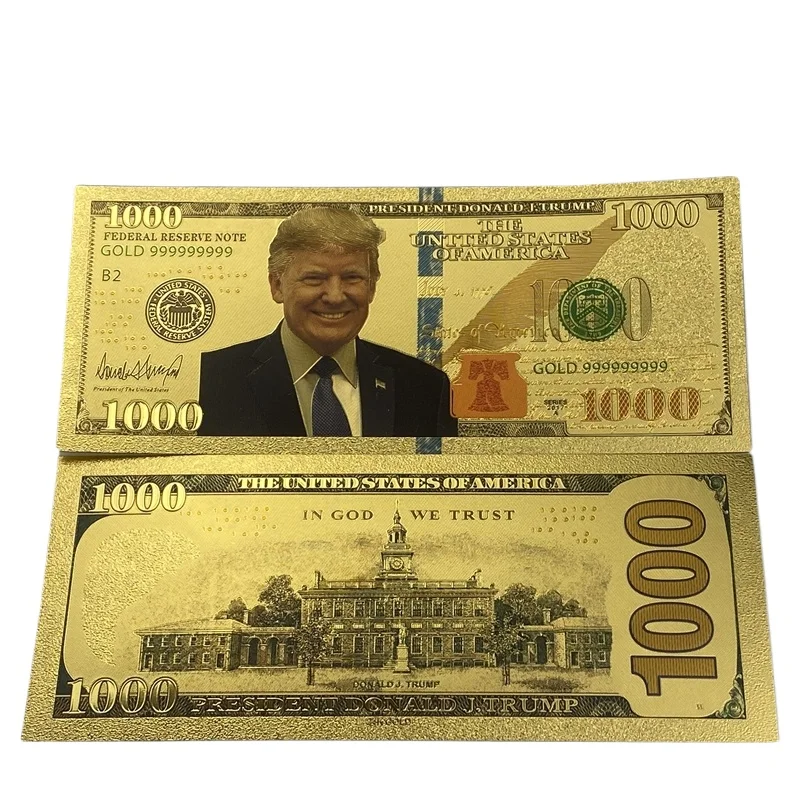 Самые дешевые 100 шт. 2025 47-й президент США доллары 100 купюр позолоченная открытка в памятных банкнотах Бога, мы доверяем