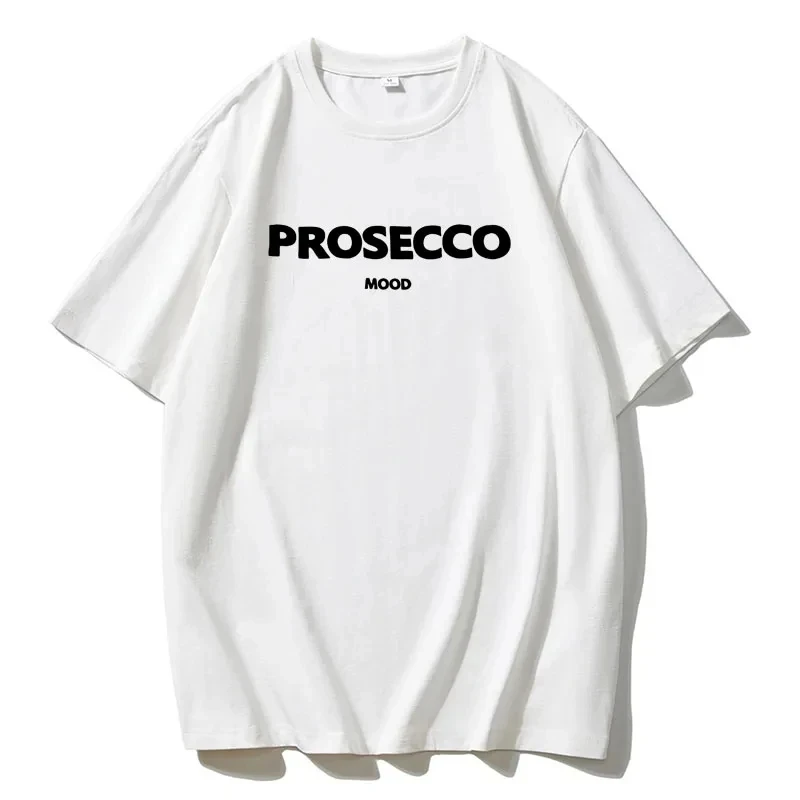 Футболка с буквенным принтом Prosecco, хлопковая летняя дышащая футболка, винтажные модные женские топы в минималистском стиле