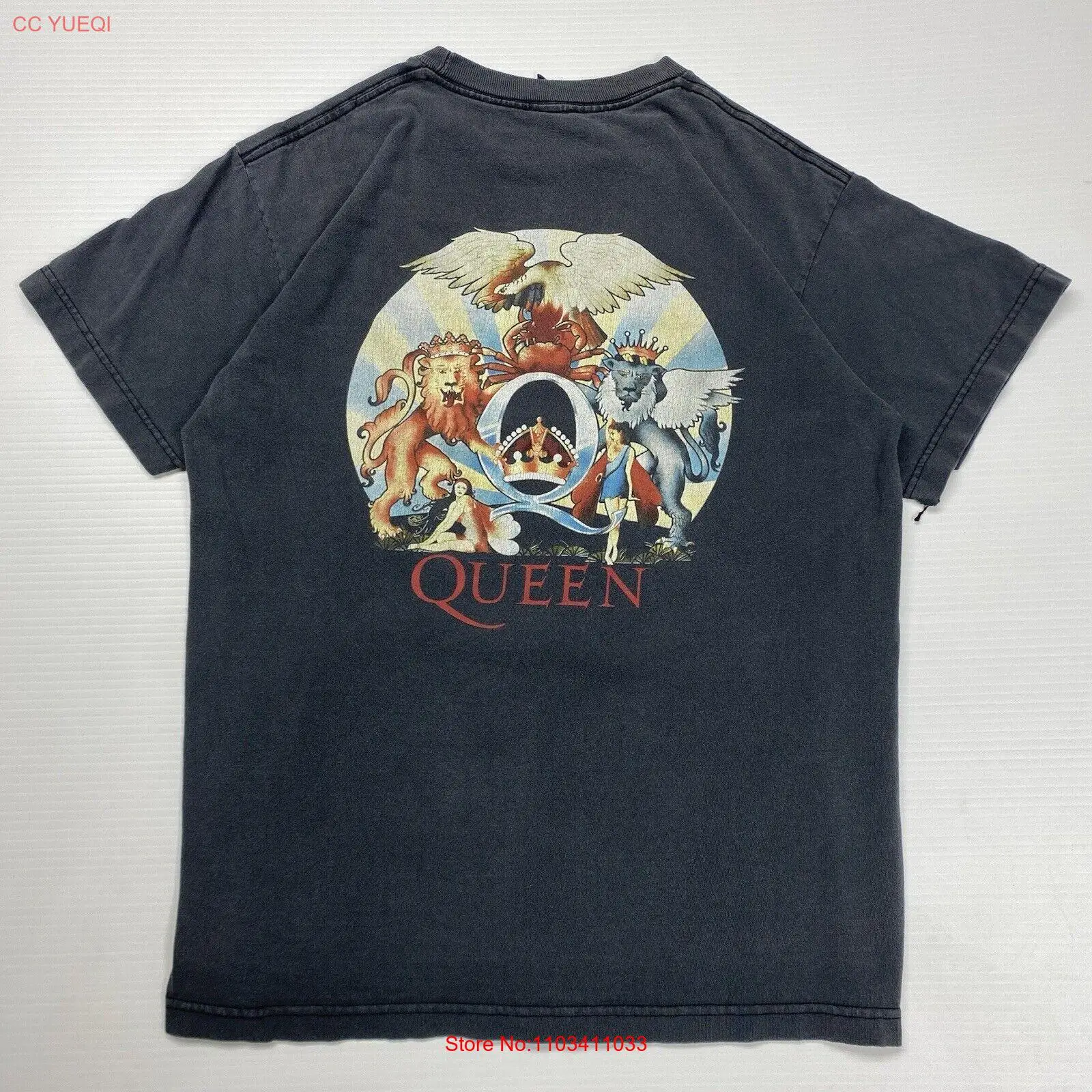 Серая футболка с выцветшим рисунком Queen Band Day Reprint, размер S, рок-музыка, хлопок в стиле ретро