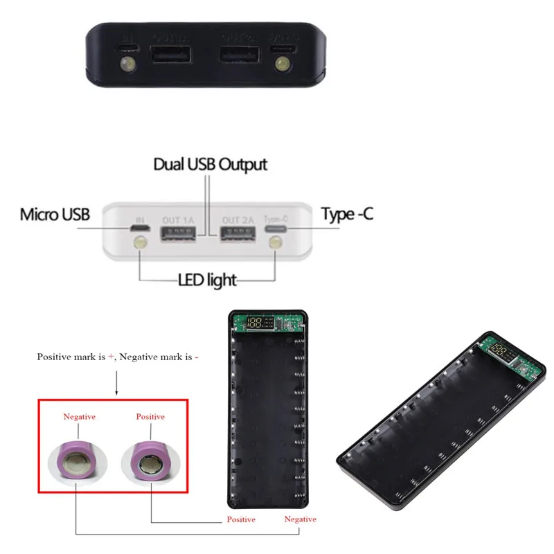 Съемный USB-ЖК-дисплей DIY 10-сечение 18650 батарея кожа 87HC