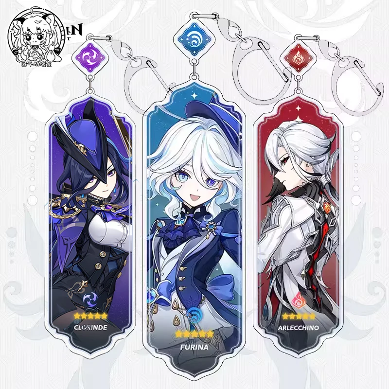 Аниме-игра Genshin Impact, акриловый кулон, брелок с мультяшной фигуркой Mu Dua Emilie Kinich The Knave Furina, аксессуары, подарок