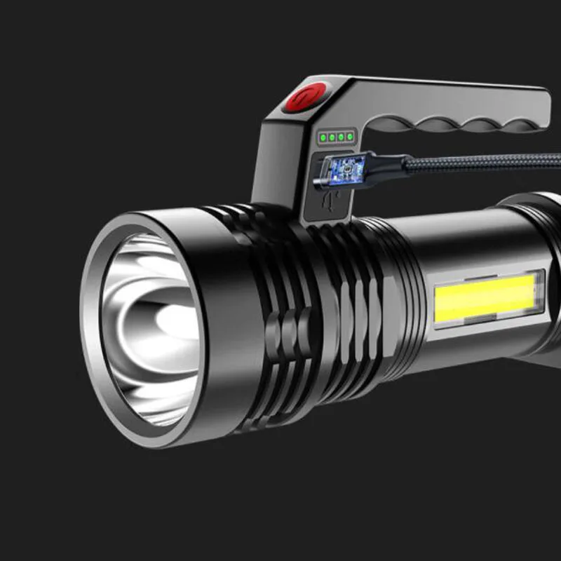 Фото Мощная светодиодная вспышка, портативный ручной фонарик, портативный USB-аккумулятор, фонарики, зажигалка, прожектор, прожектор для охоты №5