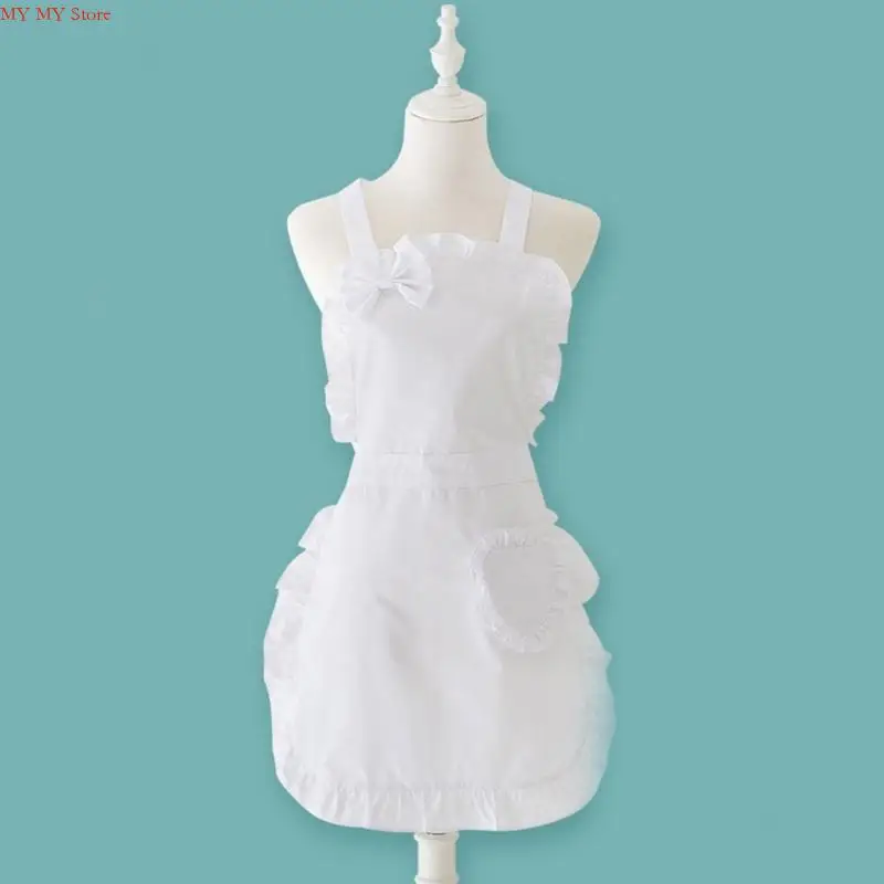 Фото N1HE Women Kitchen Cooking Maid Maid Arpron с карманным официанткой -слугой Arpry Women Kitchen Apron для приготовления №2