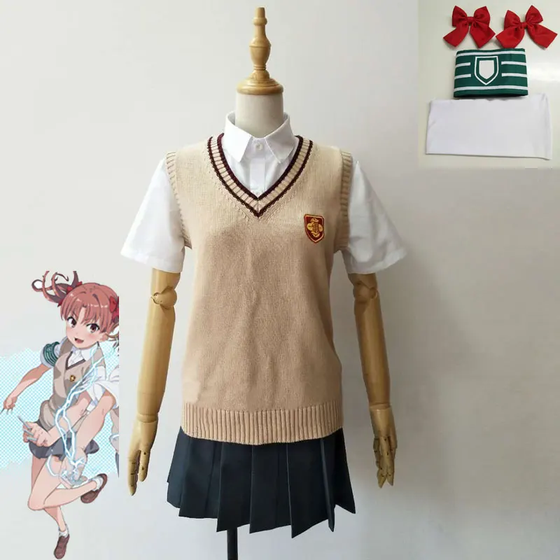 Костюм Misaka Mikoto Shirai Kuroko костюм HSIU Toaru Kagaku без железнодорожного пистолета косплей школьная форма для девочки отправка аксессуары для волос повязка на руку