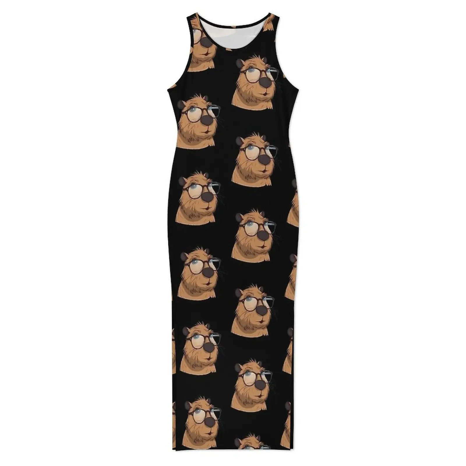 Фото Платье Capybara Is My Spirit с животными, эстетические платья макси без рукавов, красивое облегающее платье, женское платье большого размера на заказ, Vestidos №5