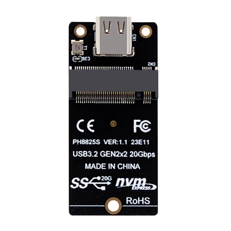 Переходник M.2 на Type C SSD ASM2364 NVME, черная плата преобразования из АБС-пластика 20 Гбит/с, 2000 Мб/с для SSD 2230/42/60/80, 1 шт.