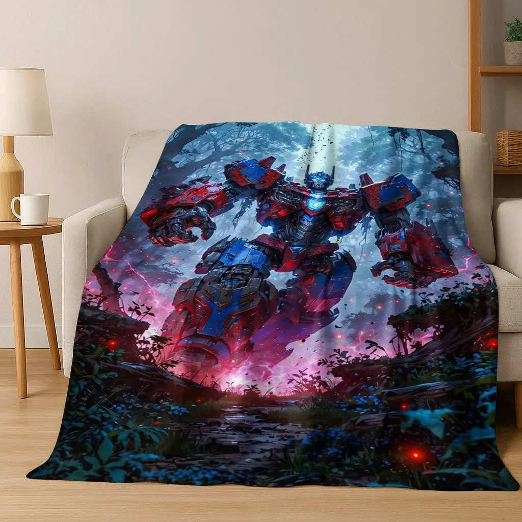 Фланелевое одеяло с рисунком T-трансформеров Autobots Optimus Prime, теплое и уютное мягкое одеяло для дома, спальни, кровати, дивана