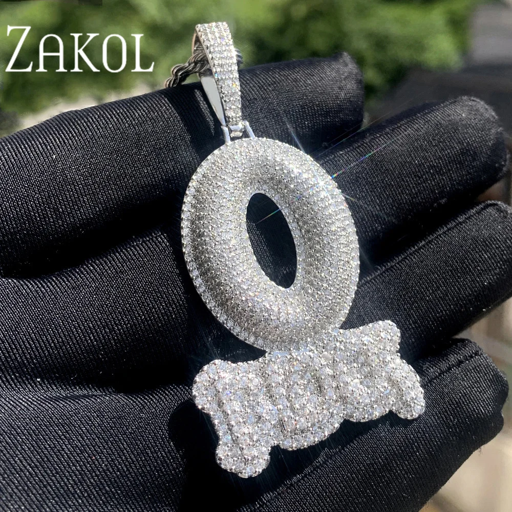 ZAKOL модный дизайн с пузырьками и буквами CZ циркон кулон ожерелье для женщин геометрический блестящий шарм хип-хоп ювелирные изделия аксессуары подарки