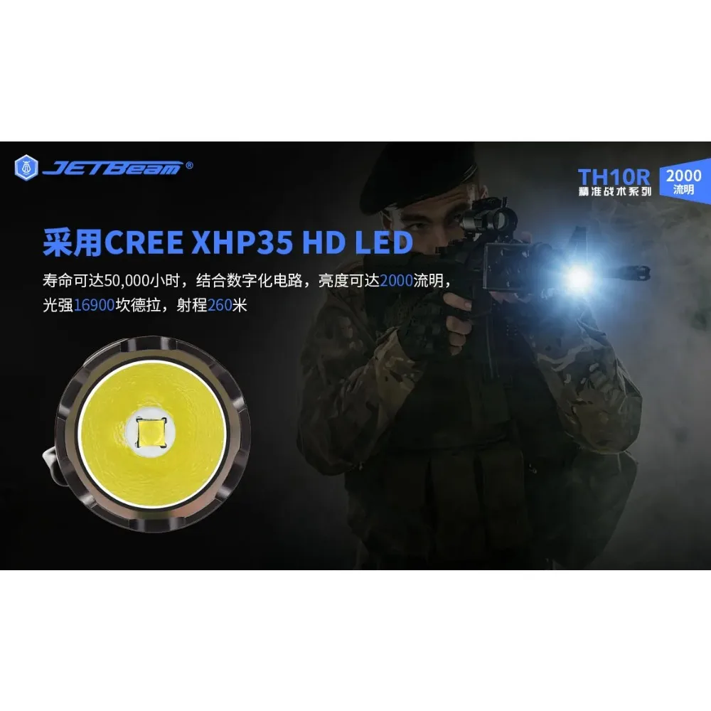 Фото JETBEAM TH10R фонарик 2000 люмен USB перезаряжаемый XHP35 HD светодиодный USB перезаряжаемый EDC мощный тактический фонарик №5