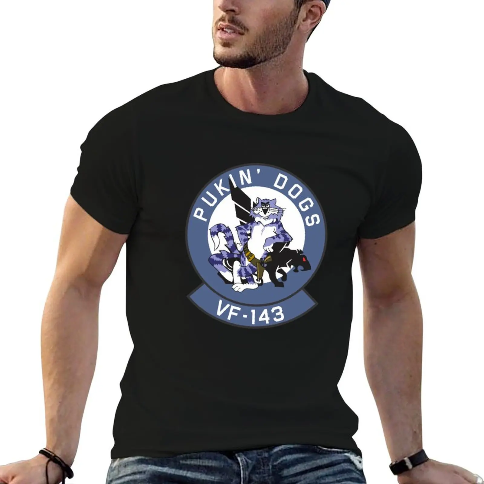 F-14 Tomcat - Pukin Dogs VF-143 - футболка в чистом стиле, таможенный дизайн, мужские футболки с рисунком, черные мужские футболки