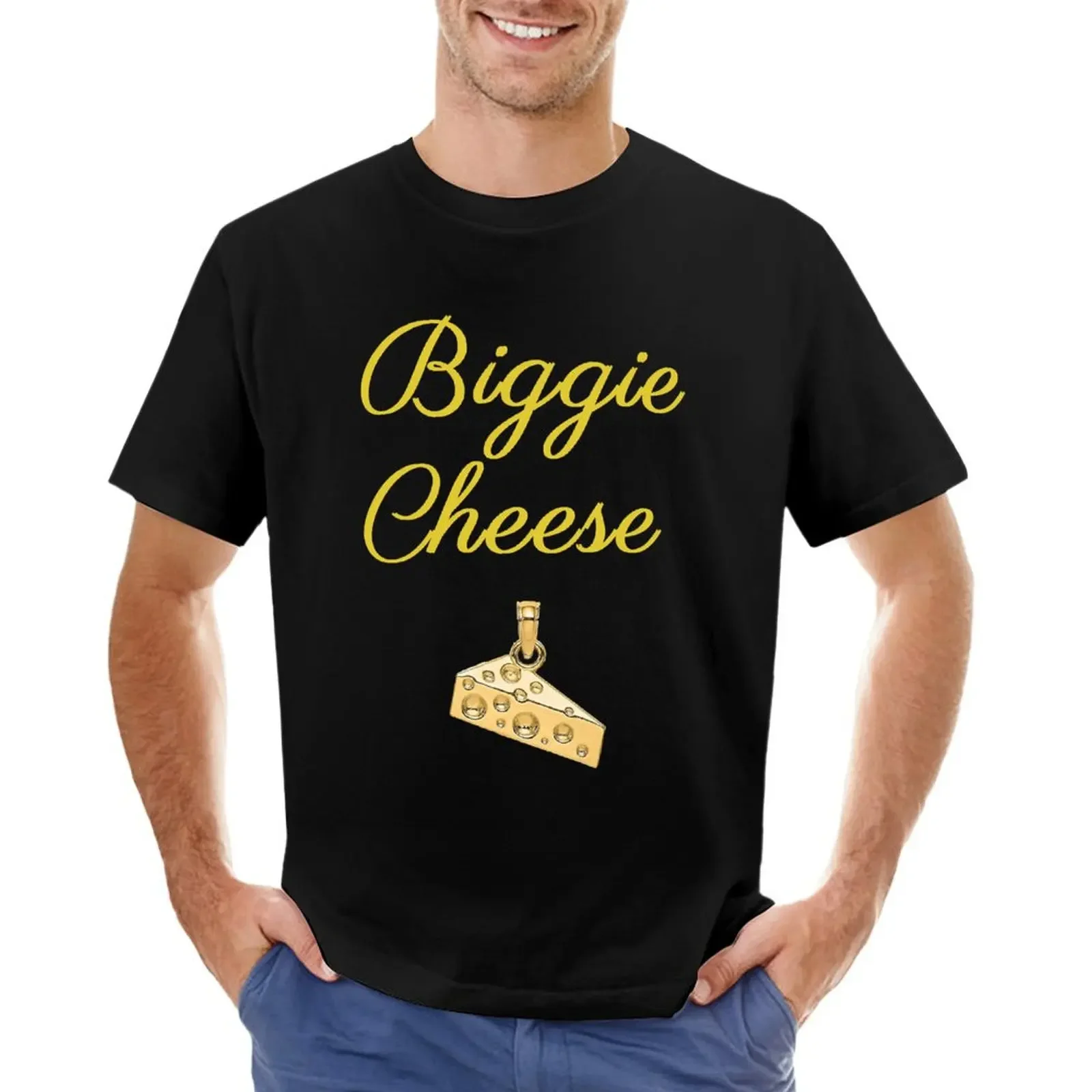 Футболка Biggie с рисунком сыра и надписями, одежда для аниме, футболки с коротким рукавом для мужчин