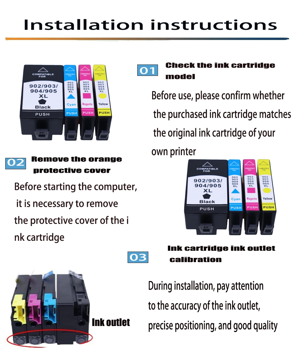 Фото Совместимый картридж Vilaxh 903 903XL для HP Officejet Pro 6950 6960 6961 6963 6964, универсальный принтер 903XL 903XL №5