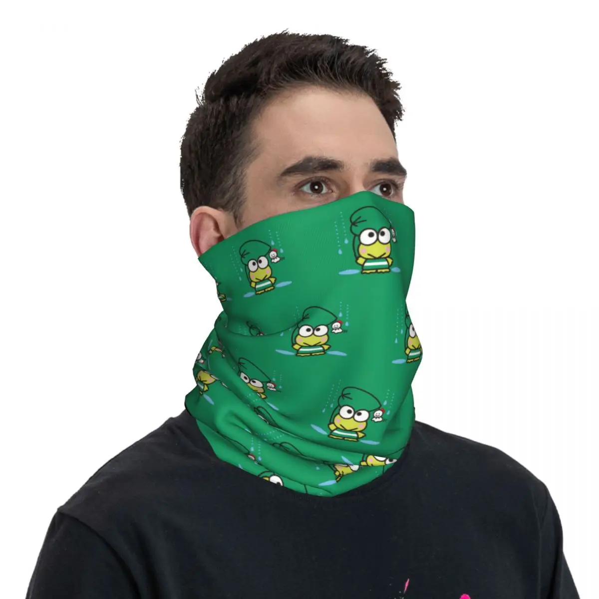Фото Бандана на заказ Keroppi, зимняя теплая повязка на шею, женский ветрозащитный шарф для лица для лыжного комикса, повязка на голову с горячими гетрами №5