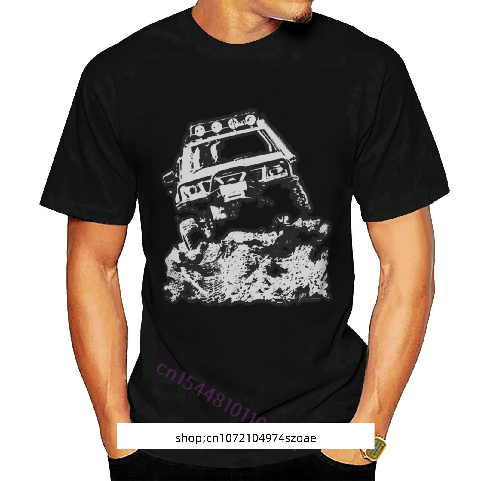 Nissan патруль Y60 GU Kaus Off Road Kaus Print Kaus Pria Musim Panas Hitam