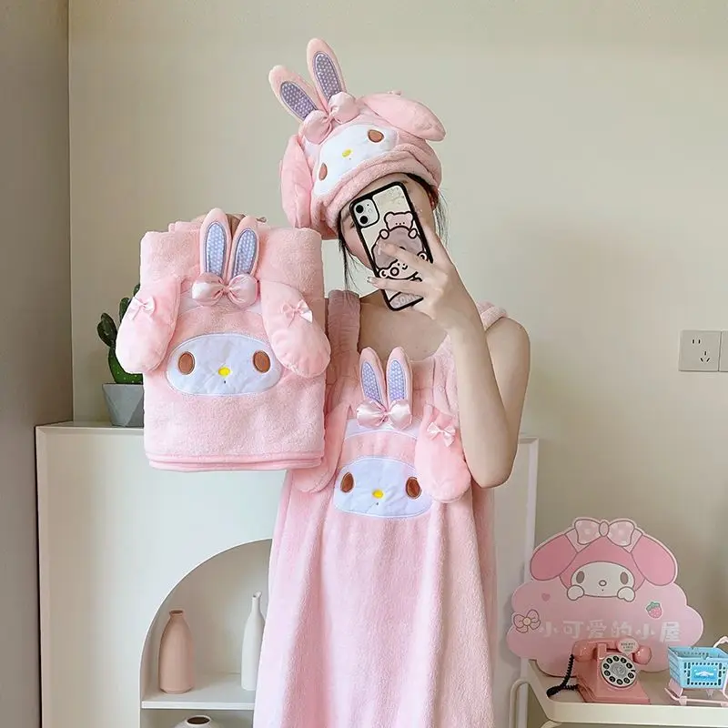 MINISO милое банное полотенце «Моя мелодия» с рисунком «Четыре сезона», носимый коралловый бархат, сосающий водный слинг, халат, банная юбка, милая