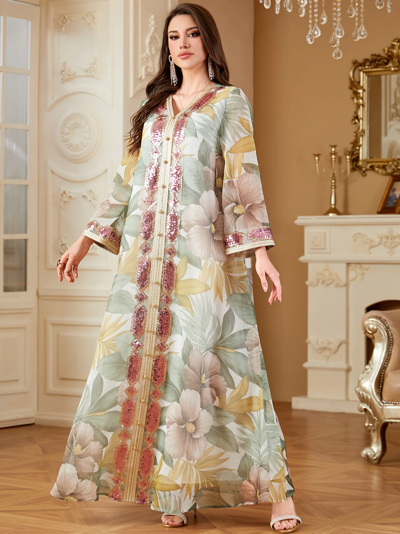 Фото Ид женское платье мусульманский кафтан Абая элегантный Дубай Vestidos Largos длинные платья арабский халат вечерние кафтан Джалабия Рамадан 2025 №2