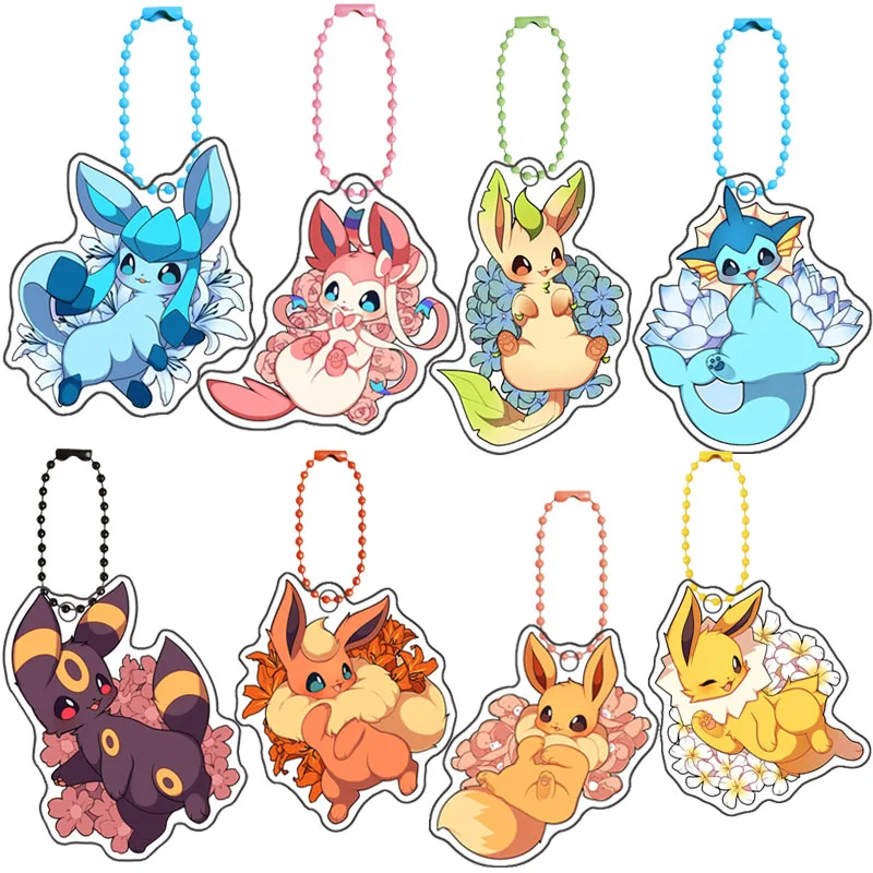 Pokemon Original Umbreon Leafeon Glaceon Eevee Vaporeon Flareon Espeon Sylveon Jolteon акриловый аниме периферийный брелок кулон