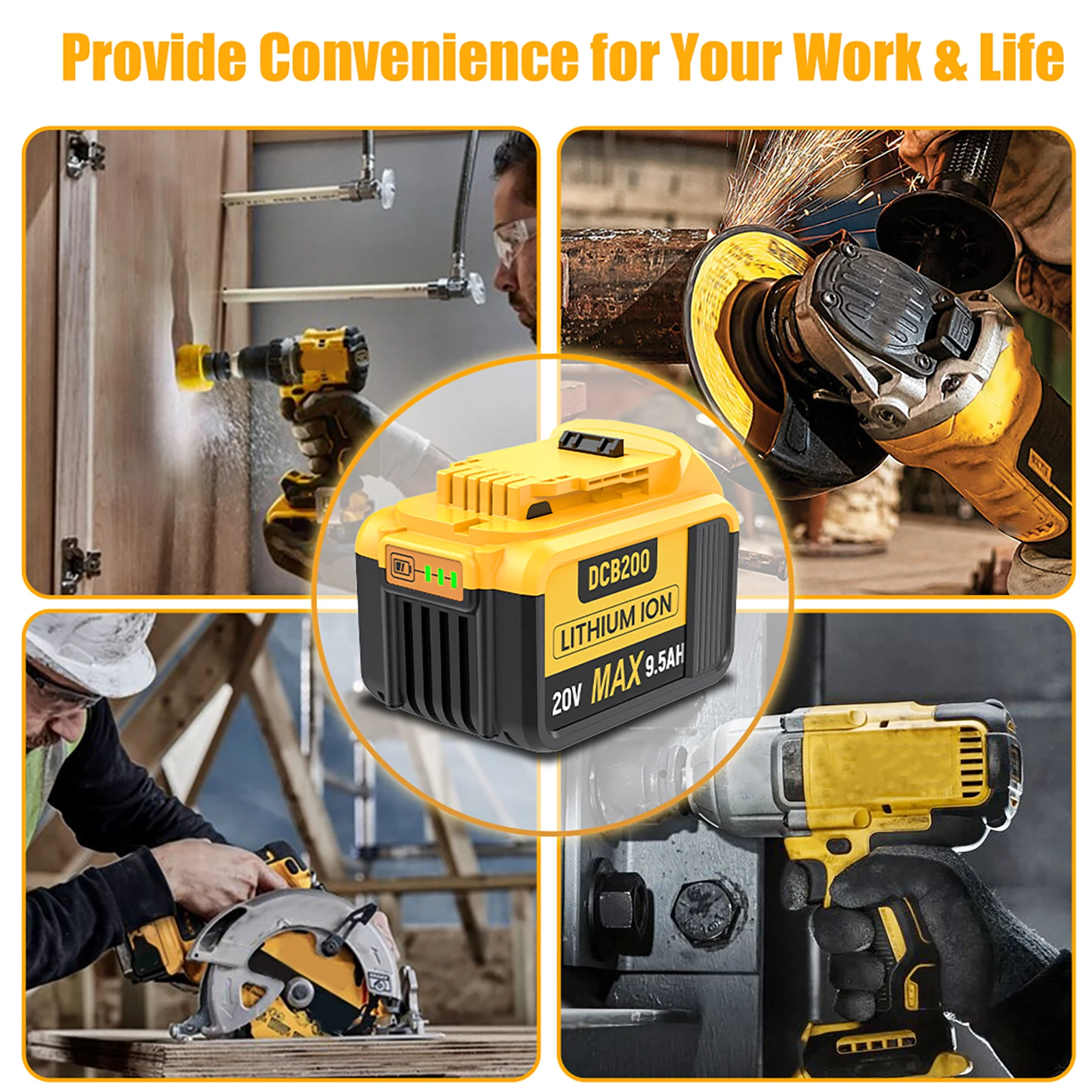 Для Dewalt DCB200 аккумуляторная батарея 20 В 9500 мАч литий-ионная сменная батарея для Dewalt 20 В беспроводной электроинструмент DCV580 DCD780 (art.: 3920cbb3c908c) - 3920cbb3c908c