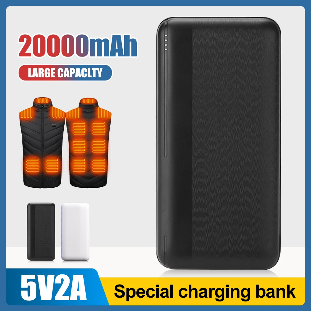 Внешний аккумулятор 20000 мАч 5 В/2 а Micro/Type-C Out, портативное быстрое зарядное устройство, внешний аккумулятор для нагревательного жилета, куртки, шарфа, носков, перчаток