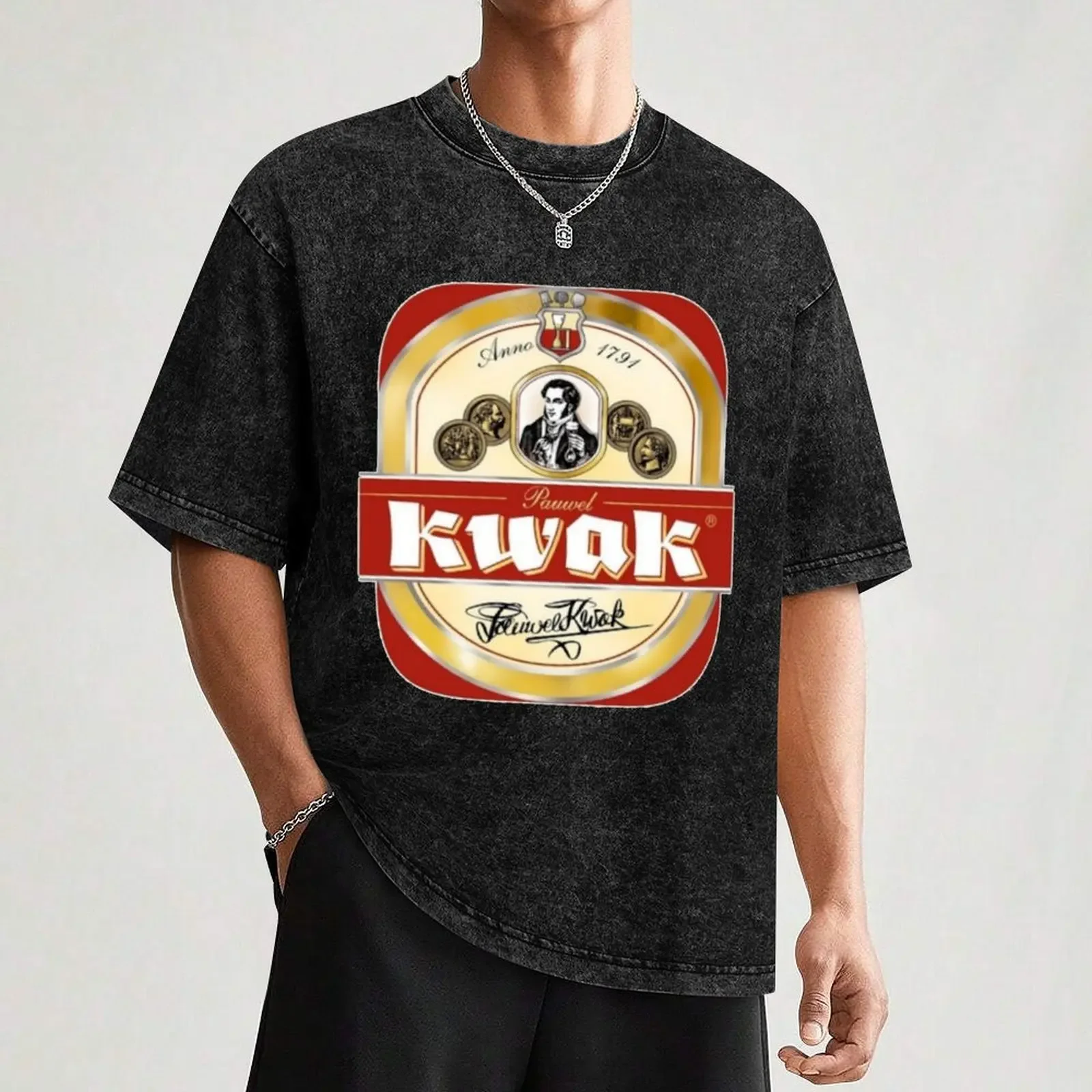 Фото Футболка Kwak beer, мужская футболка, роскошная футболка, роскошная рубашка, тяжелые хлопковые рубашки для хлопка, мягкая футболка №3