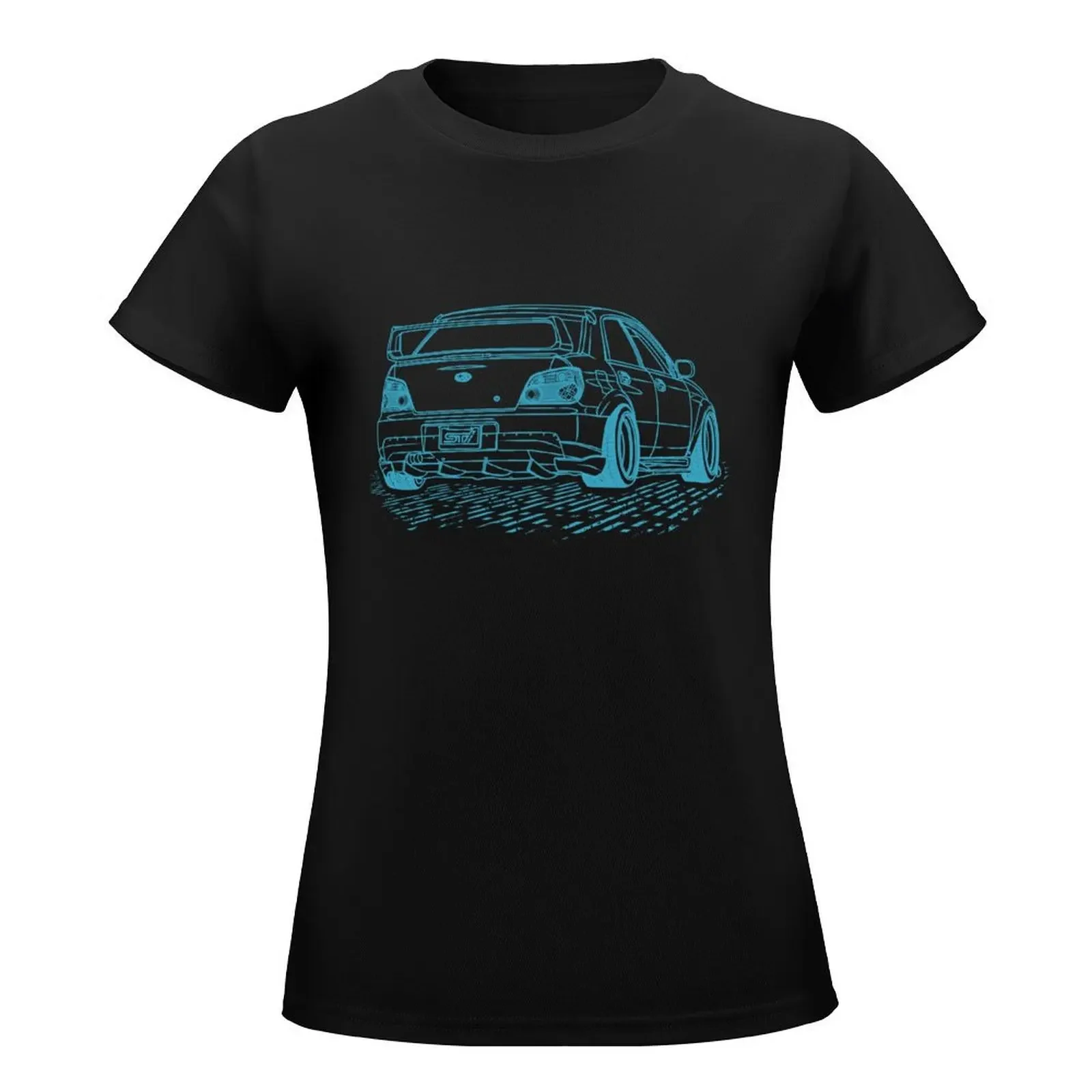 Фото Футболка Subie Impreza WRX Bugeye Lineart Blueprint, забавная футболка с животным принтом для женщин №2