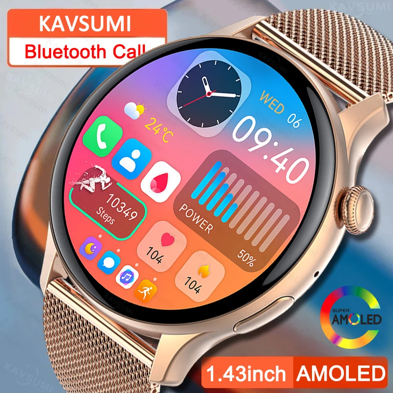 Женские Умные Часы, Модель 2024, С AMOLED-дисплеем 466*466, GPS-отслежение, Спортивные Режимы, Bluetooth-вызов, ЭКГ