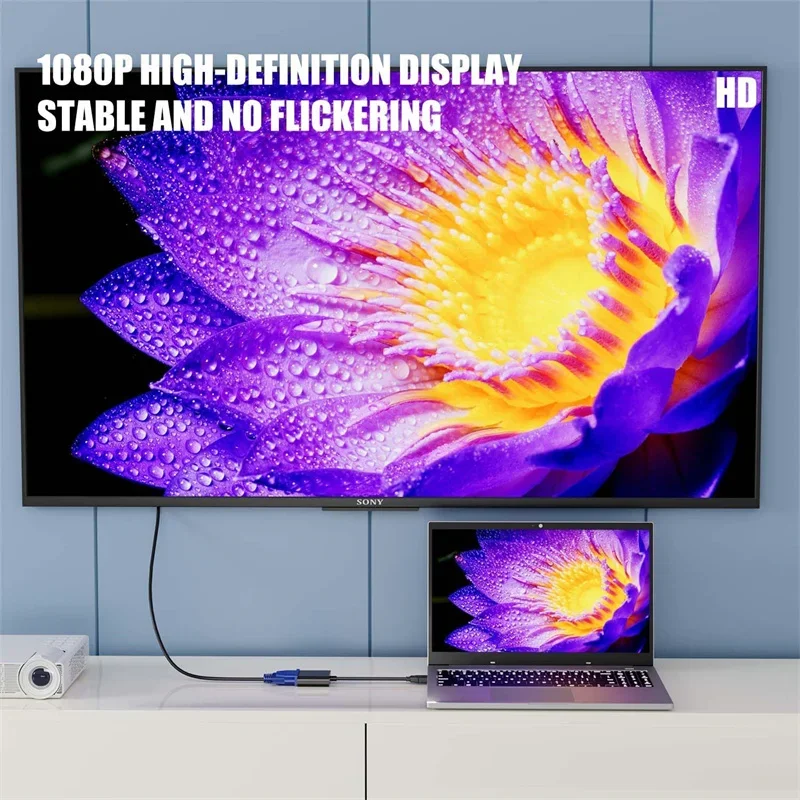Фото Кабель-переходник HDMI-совместимый с VGA, 1080P Full HD №4