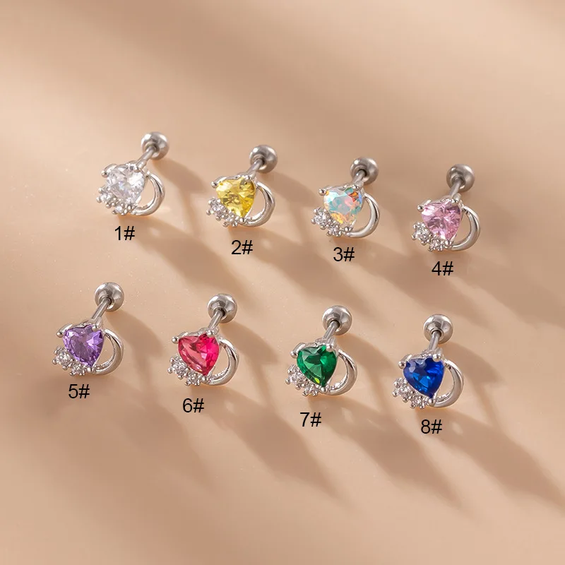 Серьги-гвоздики из нержавеющей стали с фианитом, 20 г, 1 шт.