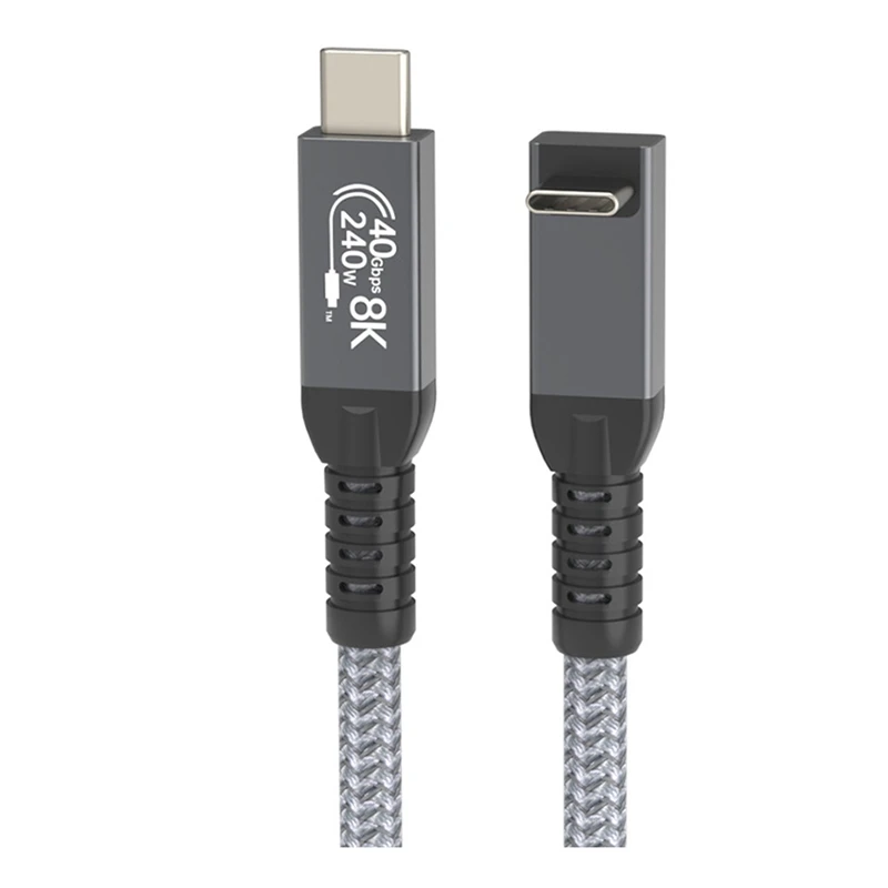 Кабель USB 4 под углом 90 °, стереоскопический, 40 Гбит/с, USB 4 Type C, кабель для передачи данных, быстрая зарядка PD 240 Вт, передача видео 8K