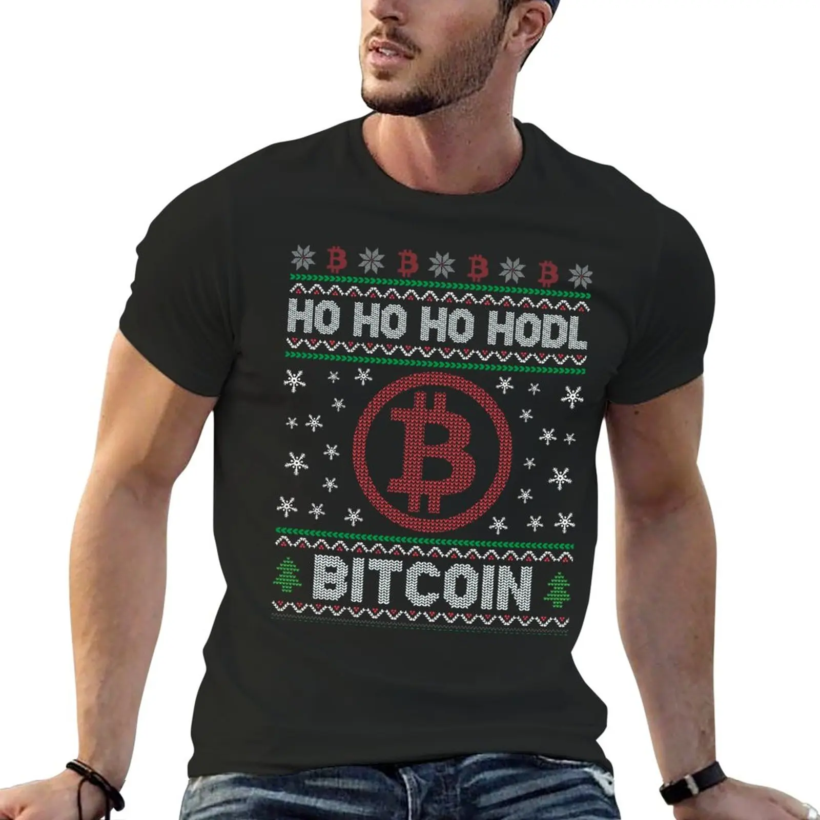 Биткойн HODL Уродливый Рождественский свитер футболка забавная футболка аниме одежда футболки мужская Милая одежда футболки оверсайз для мужчин