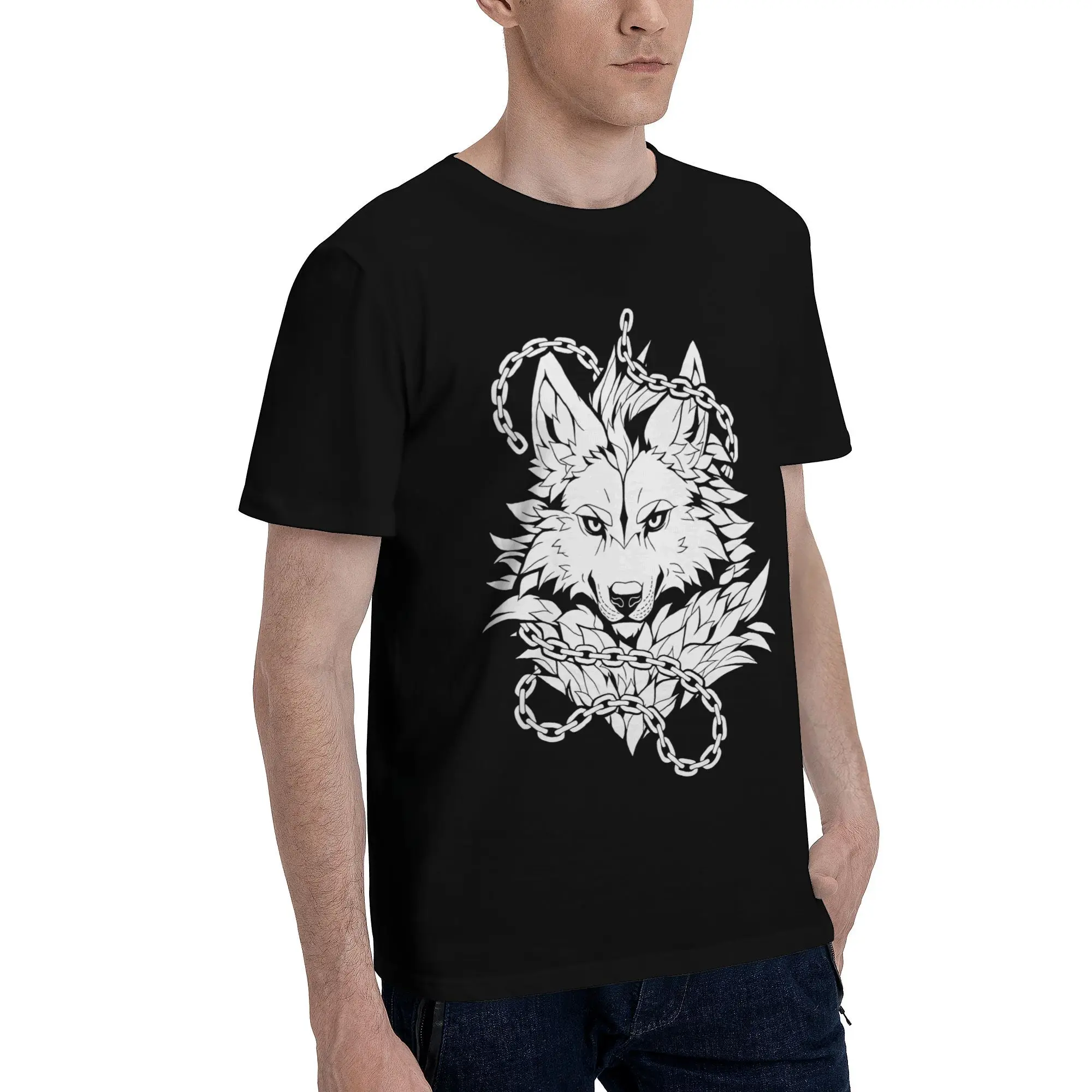 Фото Darc Wolves Sport New Arrival T Shirts Men Women Wolf & Chains Pure Cotton  Tee Shirt Clothing DM019 №2