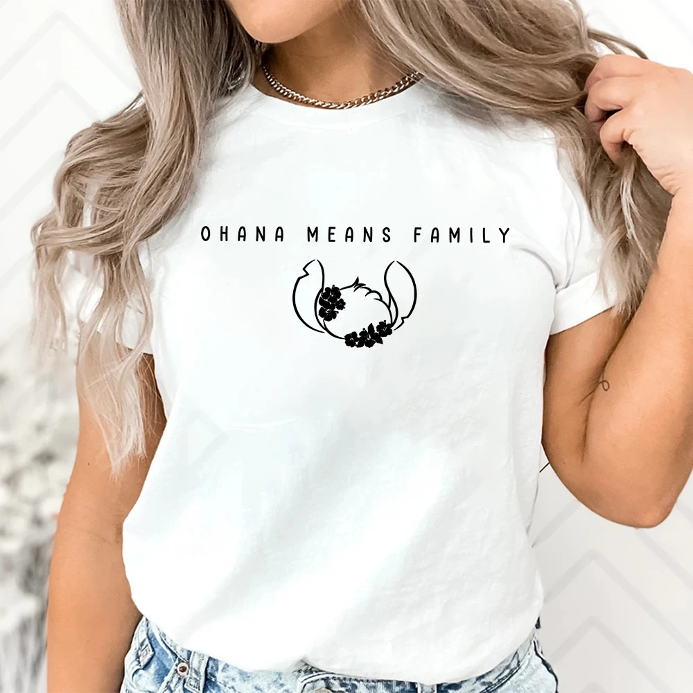 Фото Семейная футболка Ohana Means в стиле ретро, рубашка для семейного отдыха, винтажная уличная одежда, рубашки с короткими рукавами, летние повседневные топы унисекс №2