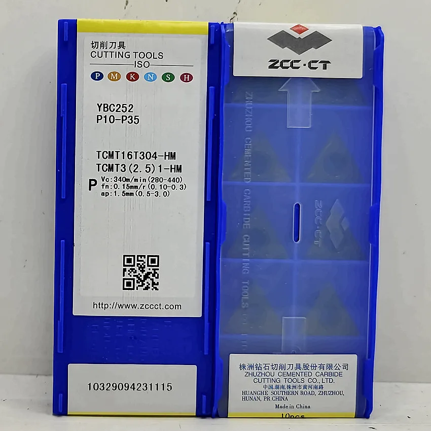 TCMT16T304-HM YBC252/TCMT16T308-HM YBC252/TCMT16T312-HM YBC252 ZCC.CT Твердосплавные пластины для лезвий с ЧПУ, токарные инструменты, вставки 10 шт./кор.