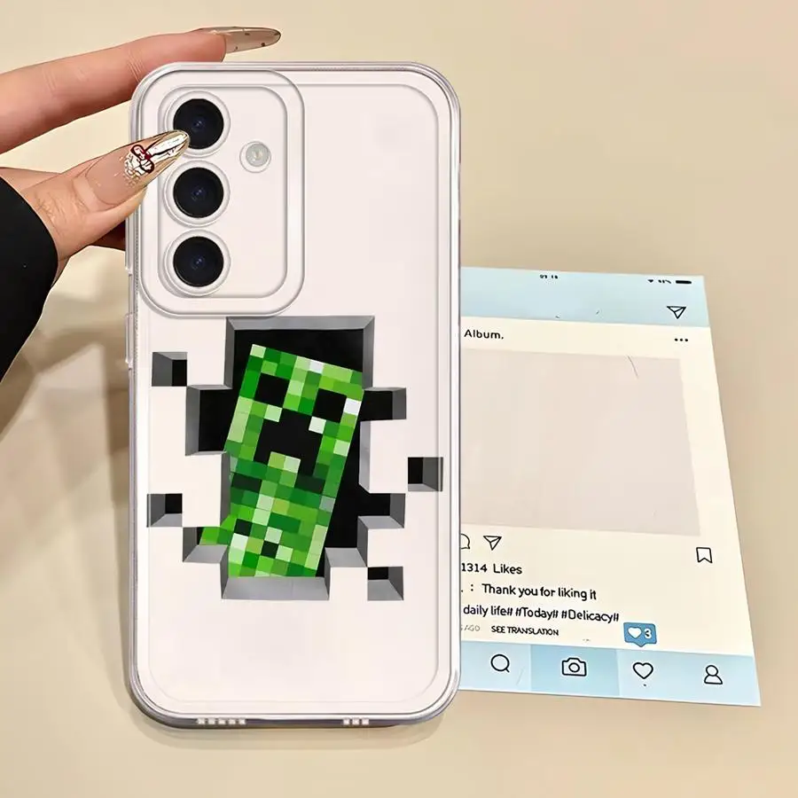Прозрачный чехол для Samsung Galaxy A55 A23 A56 A73 A54 A14 A25 A36 A13 A33 A15 A34 A35 A26 A24 Зеленый мультяшный узор (art.: 3920cfdf46e28) - 3920cfdf46e28