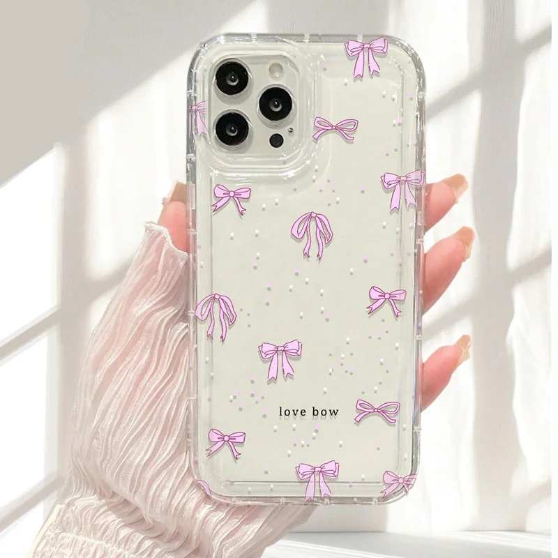 Прозрачный чехол с цветным бантом для Samsung Galaxy S10 S20 S20 S21 S21 S22 S23 S24 S25 FE Ultra Plus 5G, противоударный чехол с подушкой безопасности