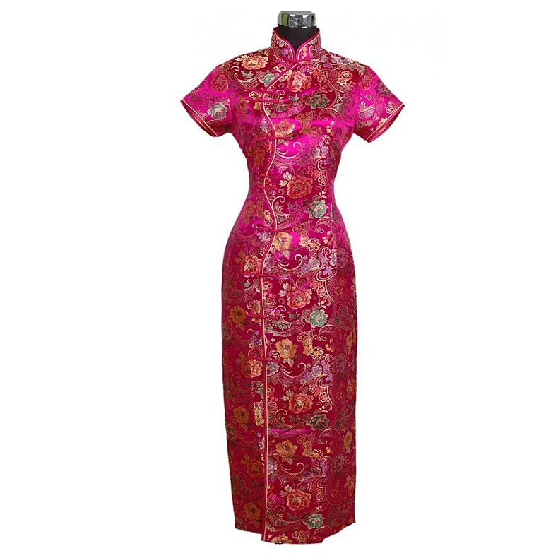 Фото Китайское традиционное женское длинное платье Qipao Cheong-sam, свадебное вечернее платье, размер S M L XL XXL XXXL C0001 №2