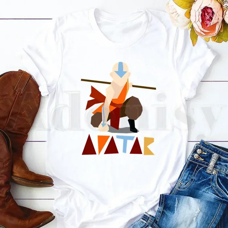Фото Аватар, последний год, Airbender Aang и Appa, Аниме футболки, женская футболка с коротким рукавом, женские топы, футболки в стиле Харадзюку, винтажные №2