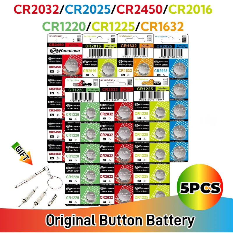 5 шт. CR2032 CR2025 CR2016 CR1632 CR1225 CR2450 CR1220 3 В литиевые батарейки для часов игрушечный калькулятор удаленные монетные элементы