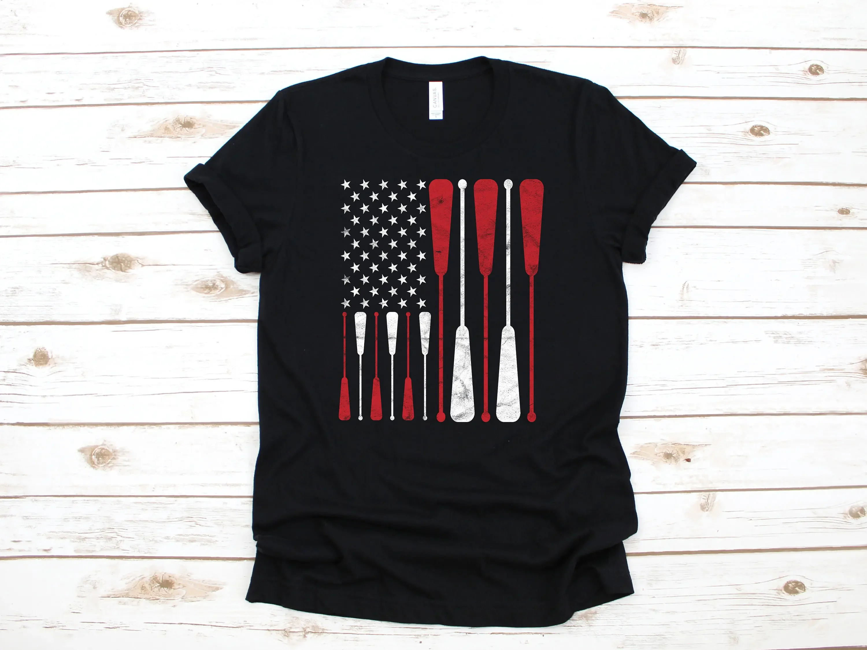 Camiseta de длинная манга для Кановы, ropa de la bandera American, Kayaker, USA, 4 de julio