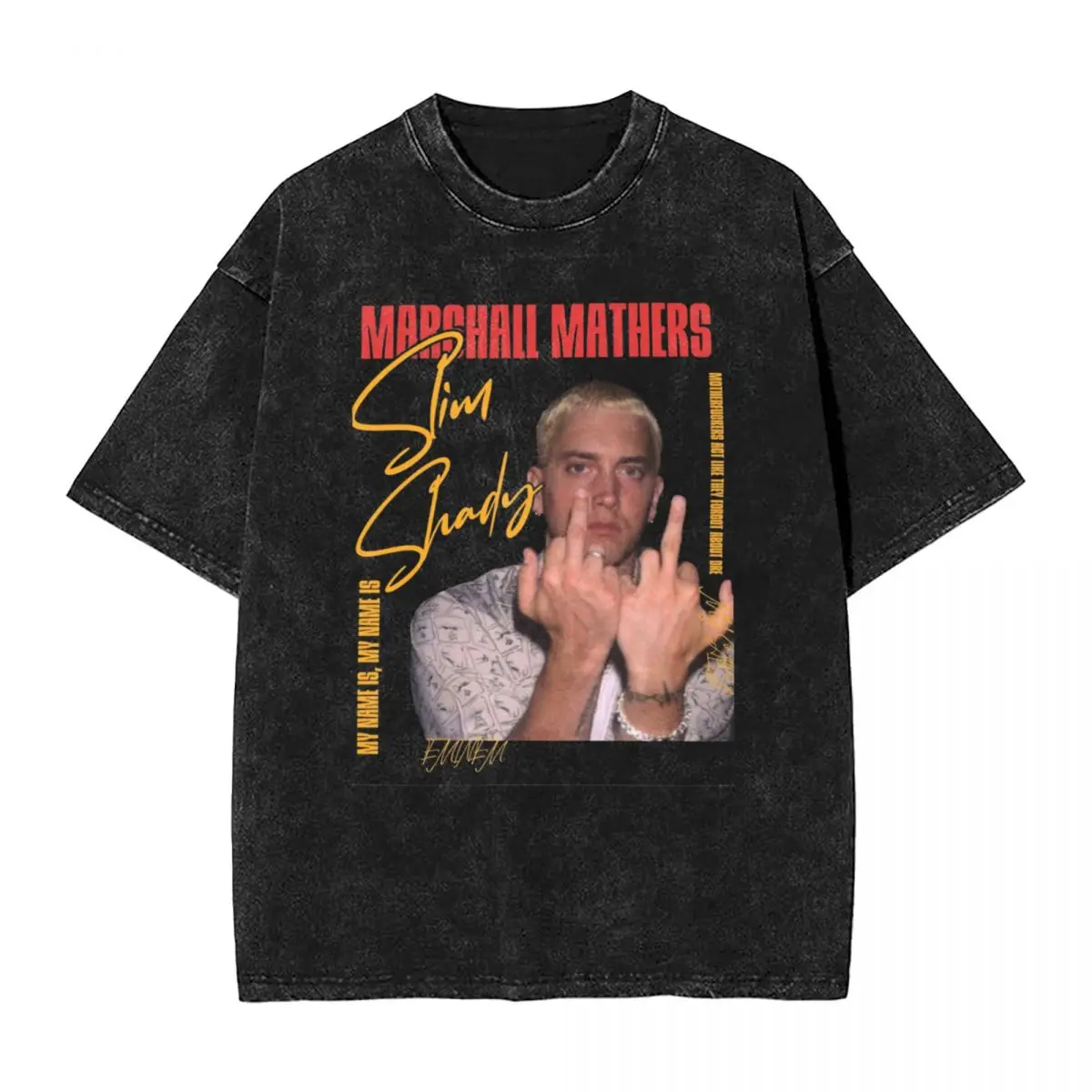 Негабаритная стираная футболка MARSHALL MATHERS, повседневные футболки, модная футболка Eminem для мужчин, летние базовые топы на заказ Y2K