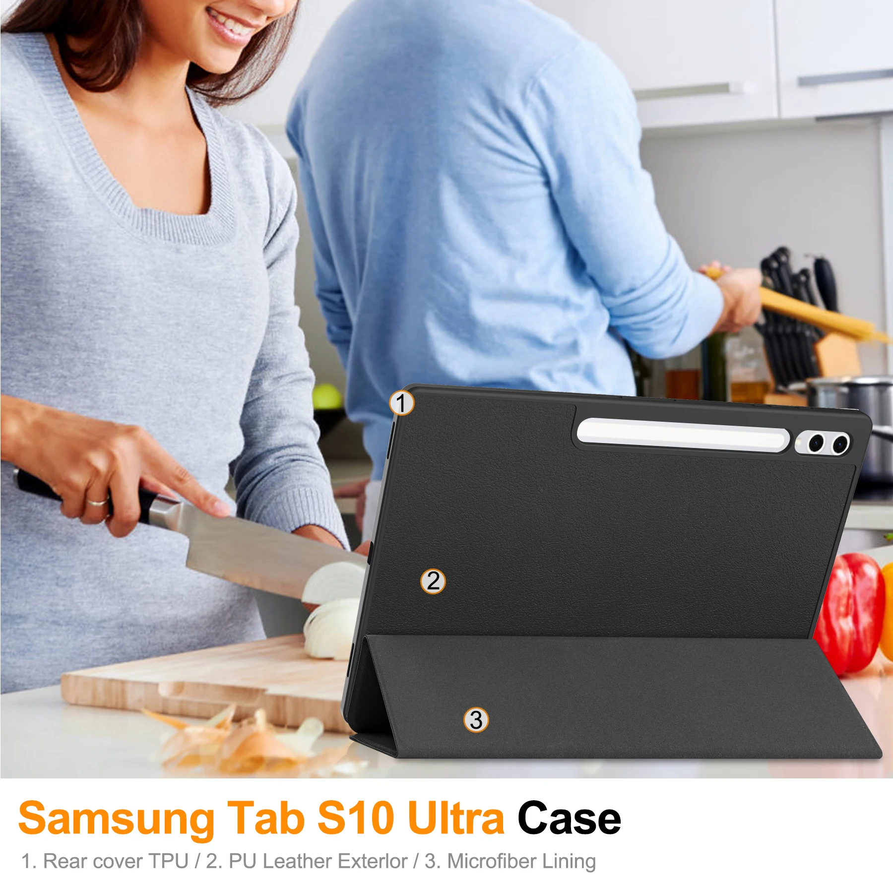 Фото Трехслойный чехол-подставка для Samsung Galaxy Tab S10 Ultra, 14,6 дюйма №4