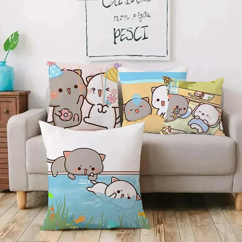 Фото Dakimakura Mochi персиковый кот Kawaii наволочка мультяшный диван декоративная домашняя двусторонняя печать короткая милая подушка №2