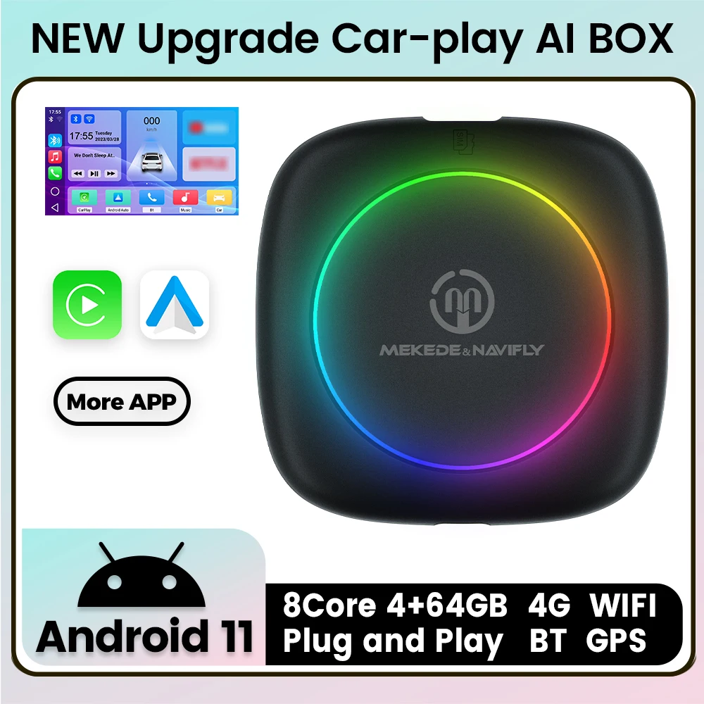 TomoStrong Wireless Carplay Ai TV Box Android-адаптер с 8-ядерной памятью 4 ГБ 64 ГБ