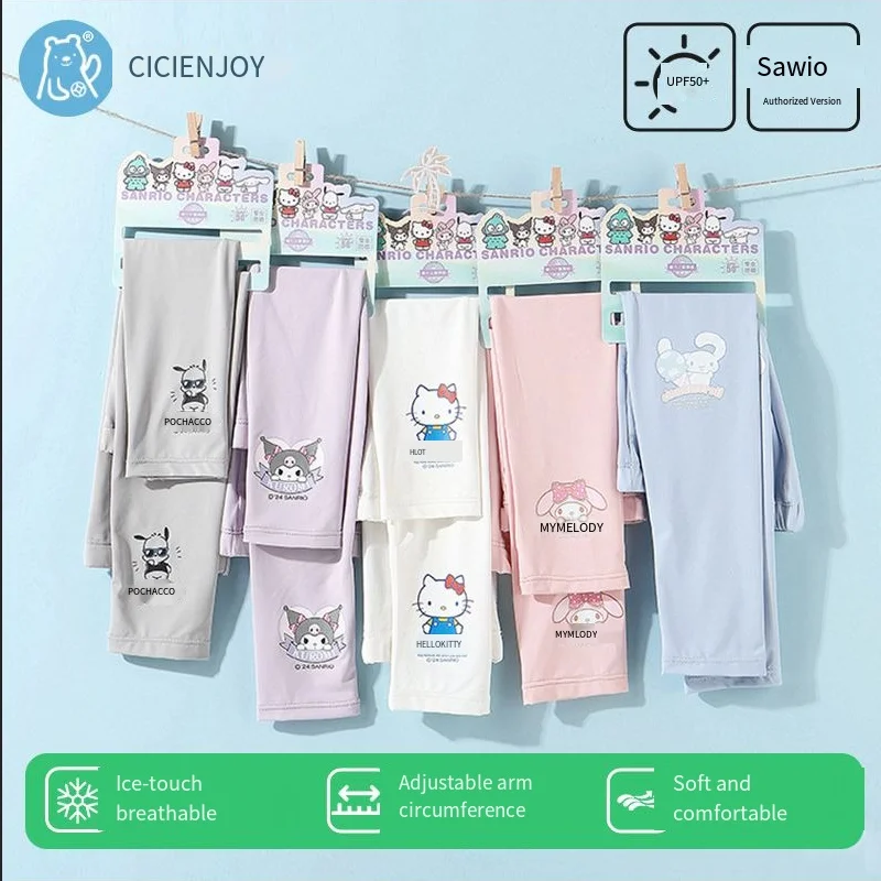 Горячий комплект Sanrio, детский солнцезащитный крем, ледяные рукава для отдыха, езды на велосипеде, ощущение прохлады, тонкие стильные манжеты с защитой от ультрафиолета, новый стиль